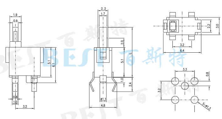 微動(dòng)開(kāi)關(guān)TC-0030A參考圖紙