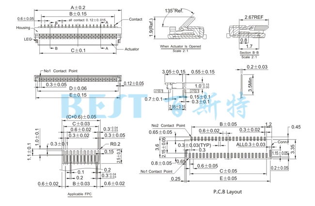 FPC連接器0310-NPWB-R參考圖紙